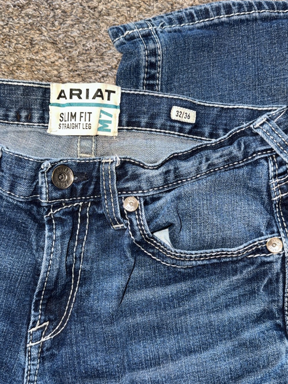 Ariat Men's Slim Fit Straight Leg Jeans - Dark Blue Denim